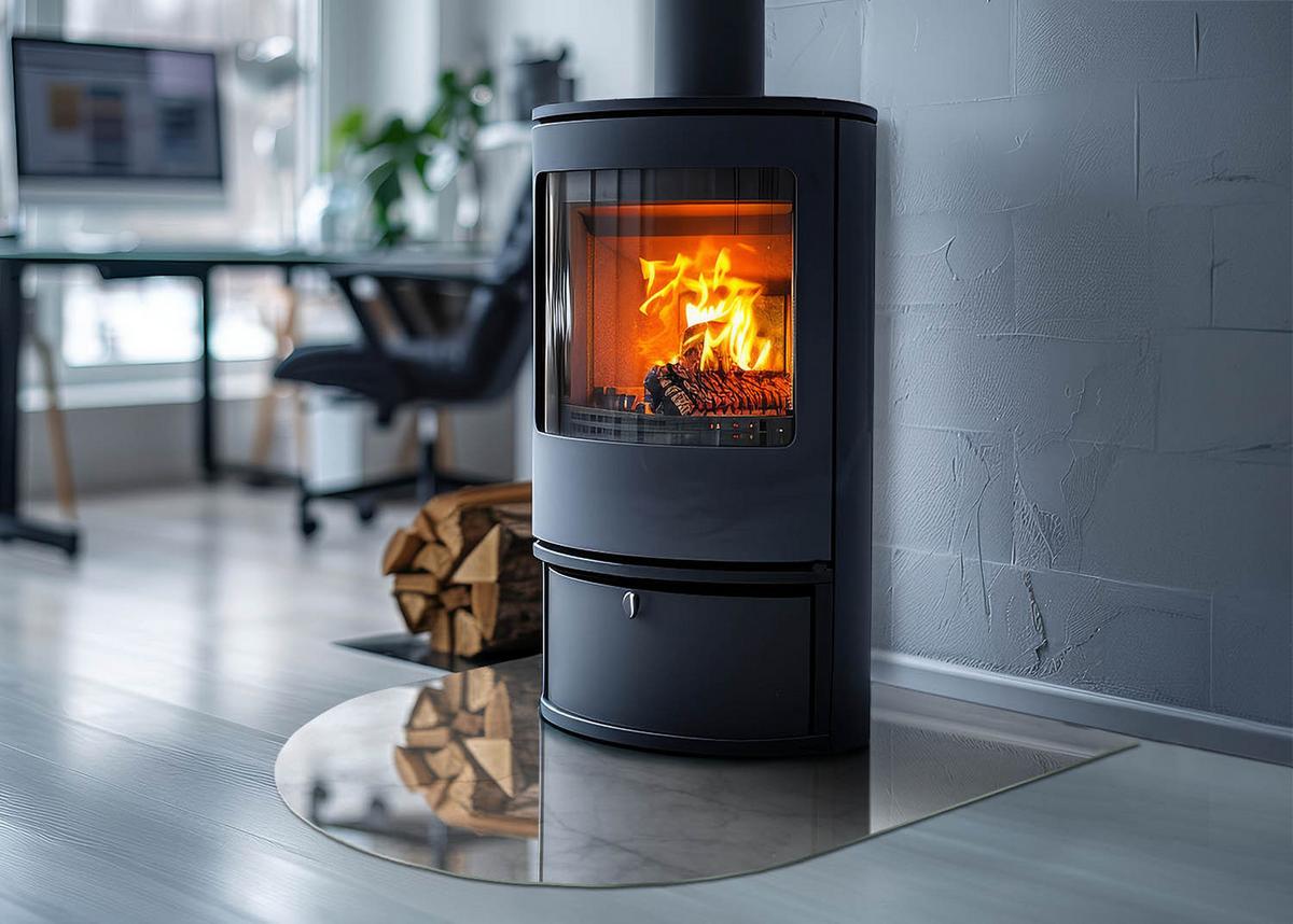 GLASPLATTE für Kamin 80x70 cm - Grau, Glas (80/70/0.4cm) - TULUP