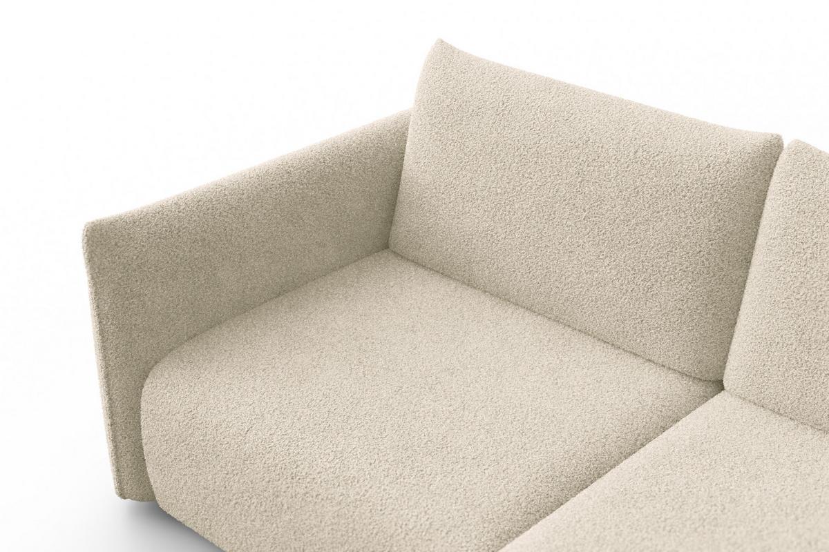 ECKSOFA TAUER 3-Sitzer RECHTS, Bouclé-Stoff ecru - Ecru/Schwarz, Holz/Textil (206/173cm) - Courtois Laville