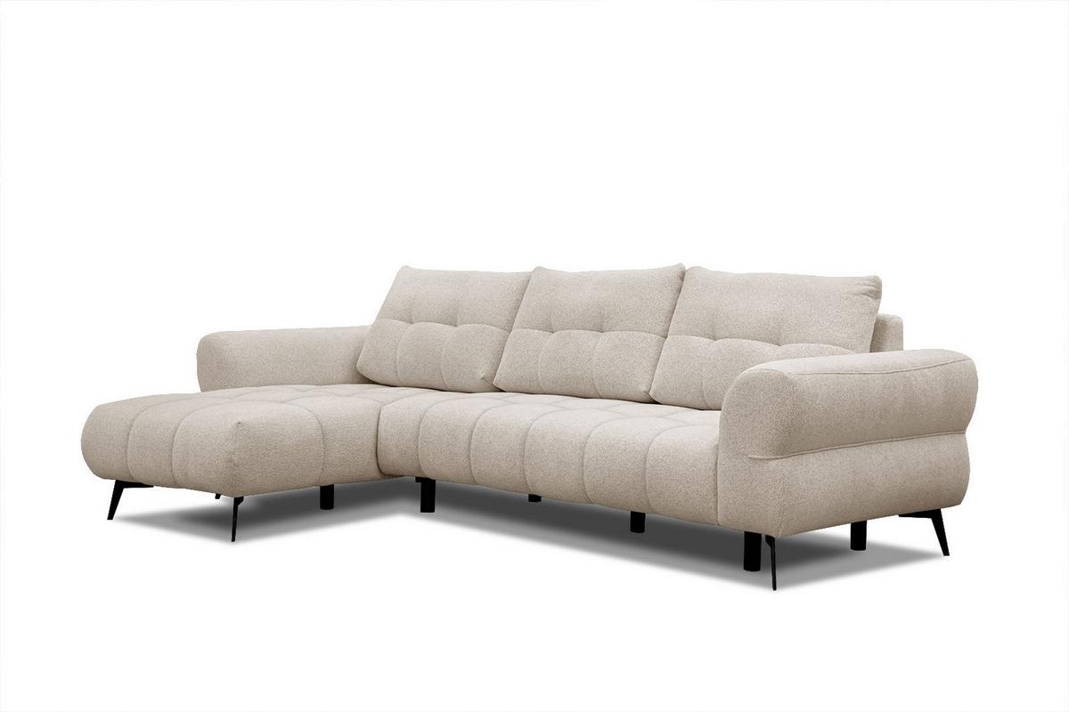 ECKSOFA SALVINI 4-Sitzer, ecru - Ecru/Schwarz, Holzwerkstoff/Textil (158/292cm) - Wozimo