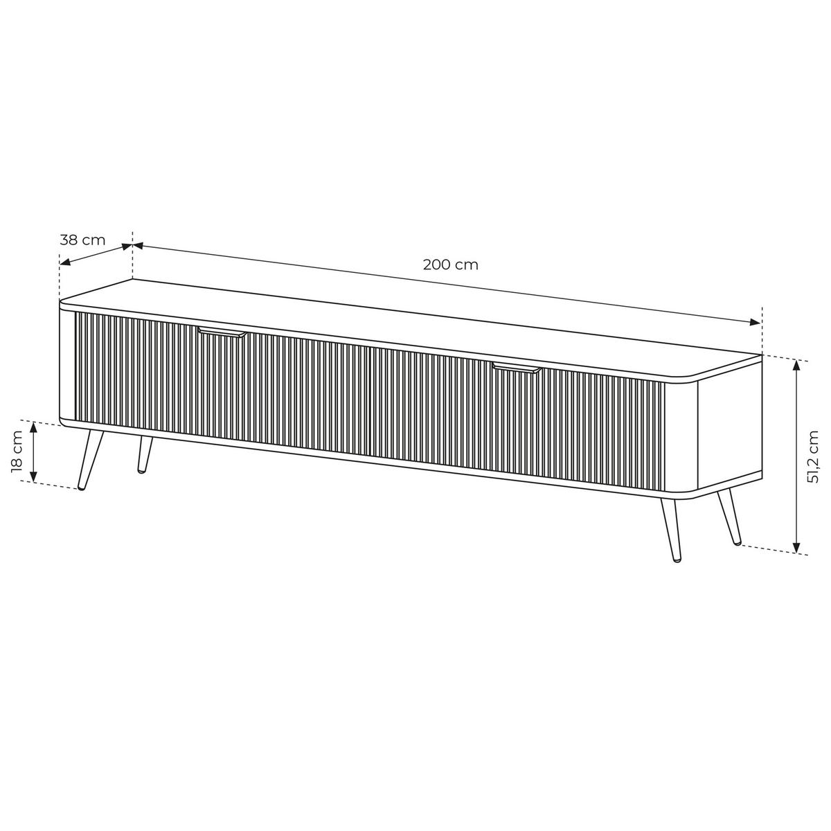 LOWBOARD LANTANA 200x38x51,2 cm mit 2 Türen Beige - Beige, Holzwerkstoff (200/51.2/38cm) - MASSENO