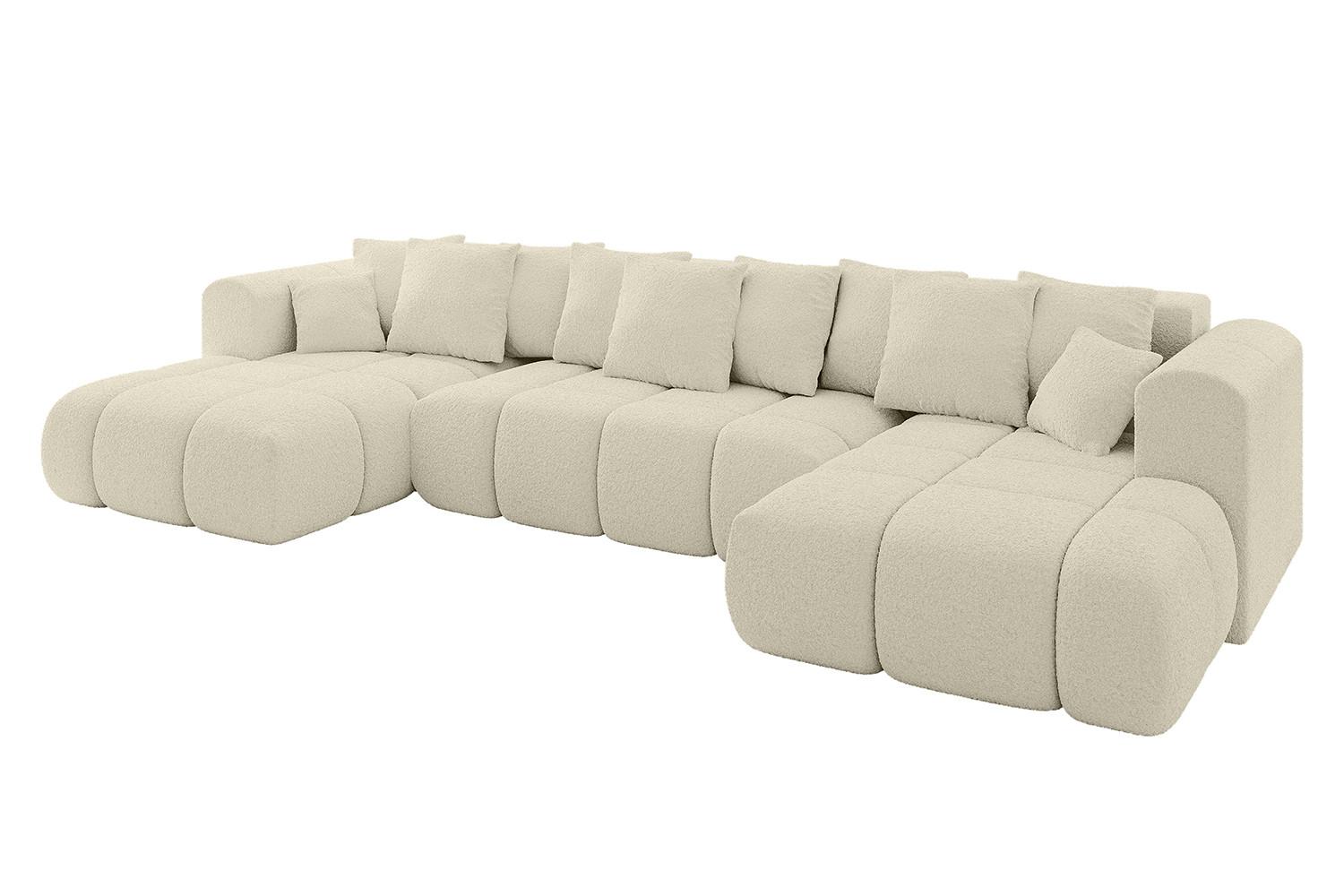 WOHNLANDSCHAFT CLOUD-U-v1 405x185x90 Beige Bouclé - Beige, Holzwerkstoff/Kunststoff (405/90/185cm) - ALTDECOR