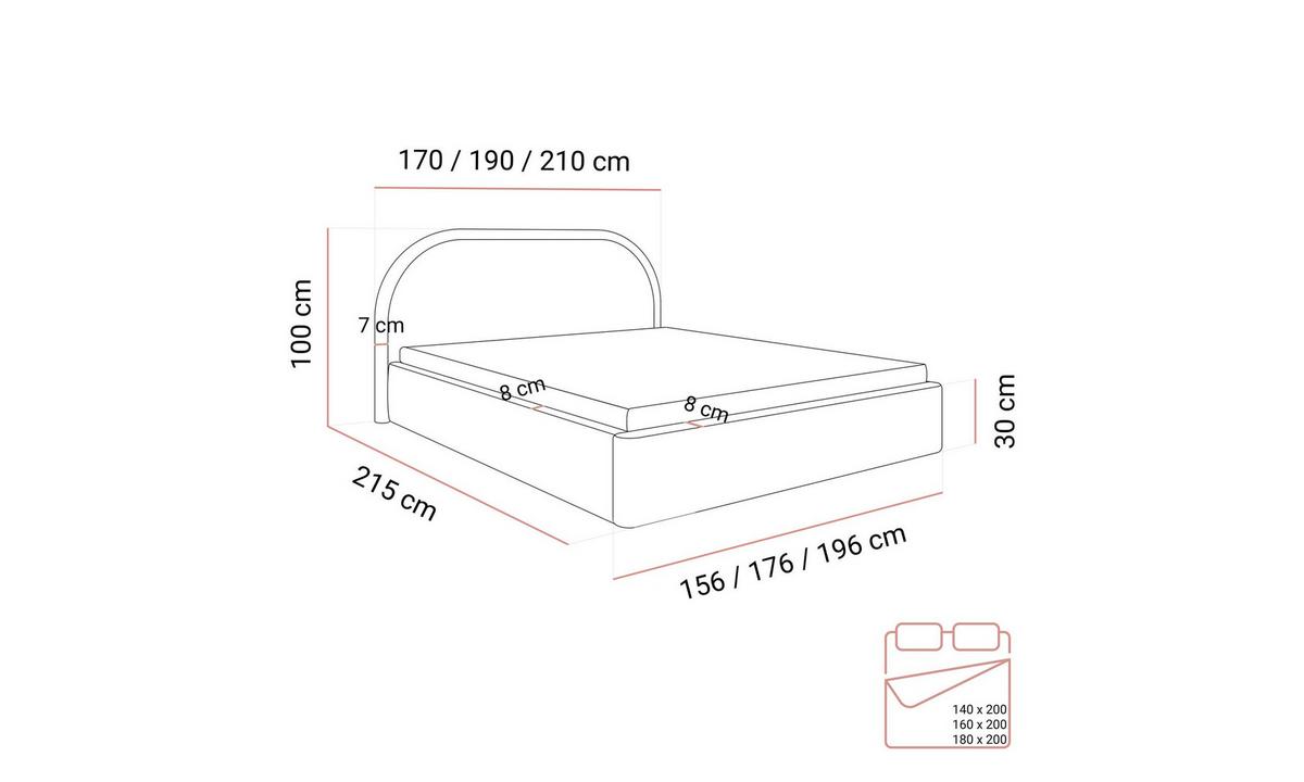 POLSTERBETT OLIVIA 140x200 cm Crem 01 34 Holzlatten - Ecru, Textil (140/200cm) - Lookway