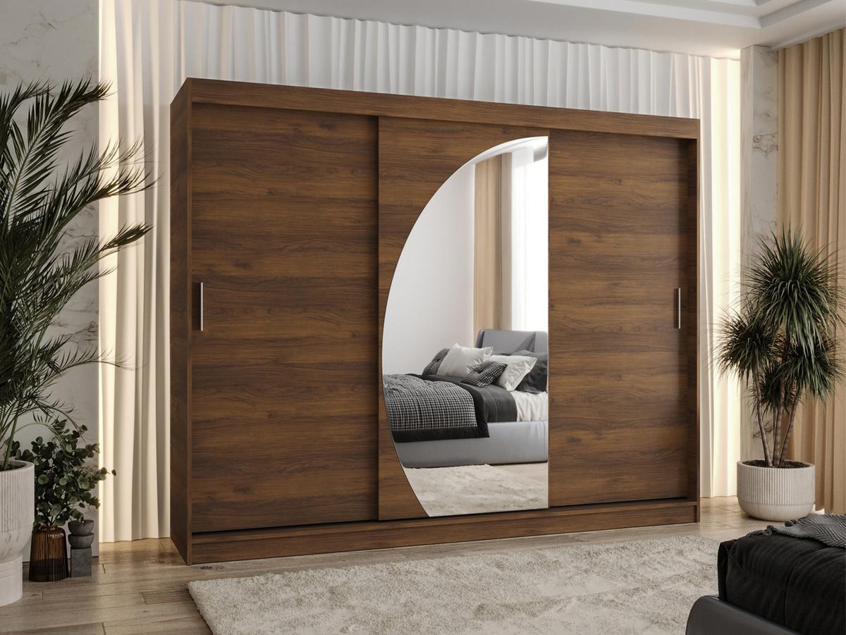 SCHWEBETÜRENSCHRANK Wika 250 cm - Silberfarben/Nussbaumfarben, Holzwerkstoff/Kunststoff (250/200/62cm) - MIRJAN24