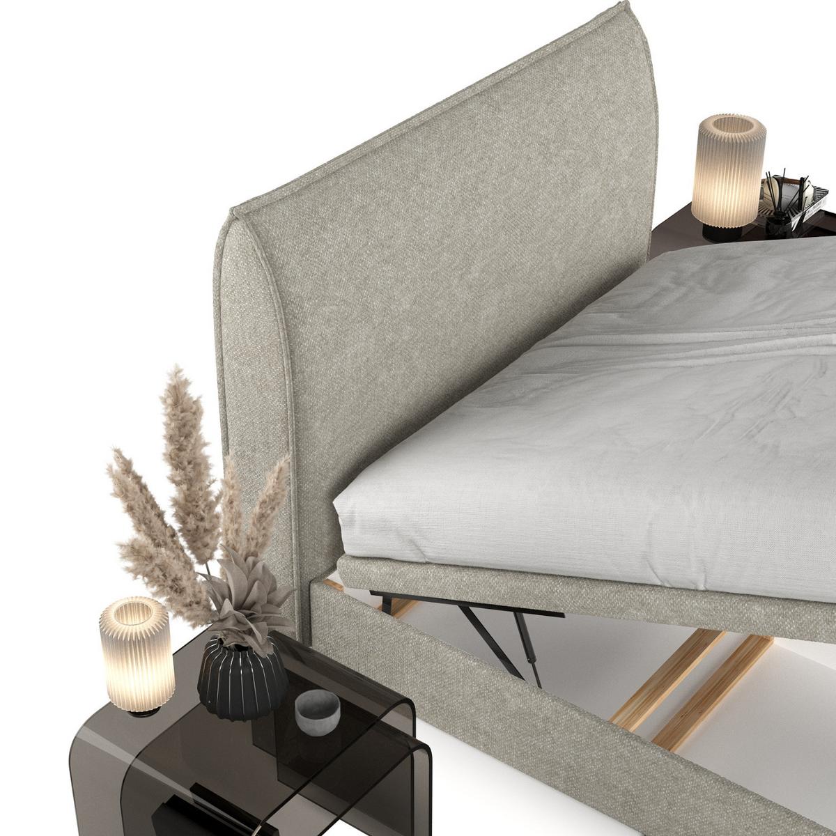 POLSTERBETT Tuvalu mit Stauraum 120/200 cm Beige im Alta Stoff - Beige/Schwarz, Holz/Holzwerkstoff (120/200cm) - AltaBeds