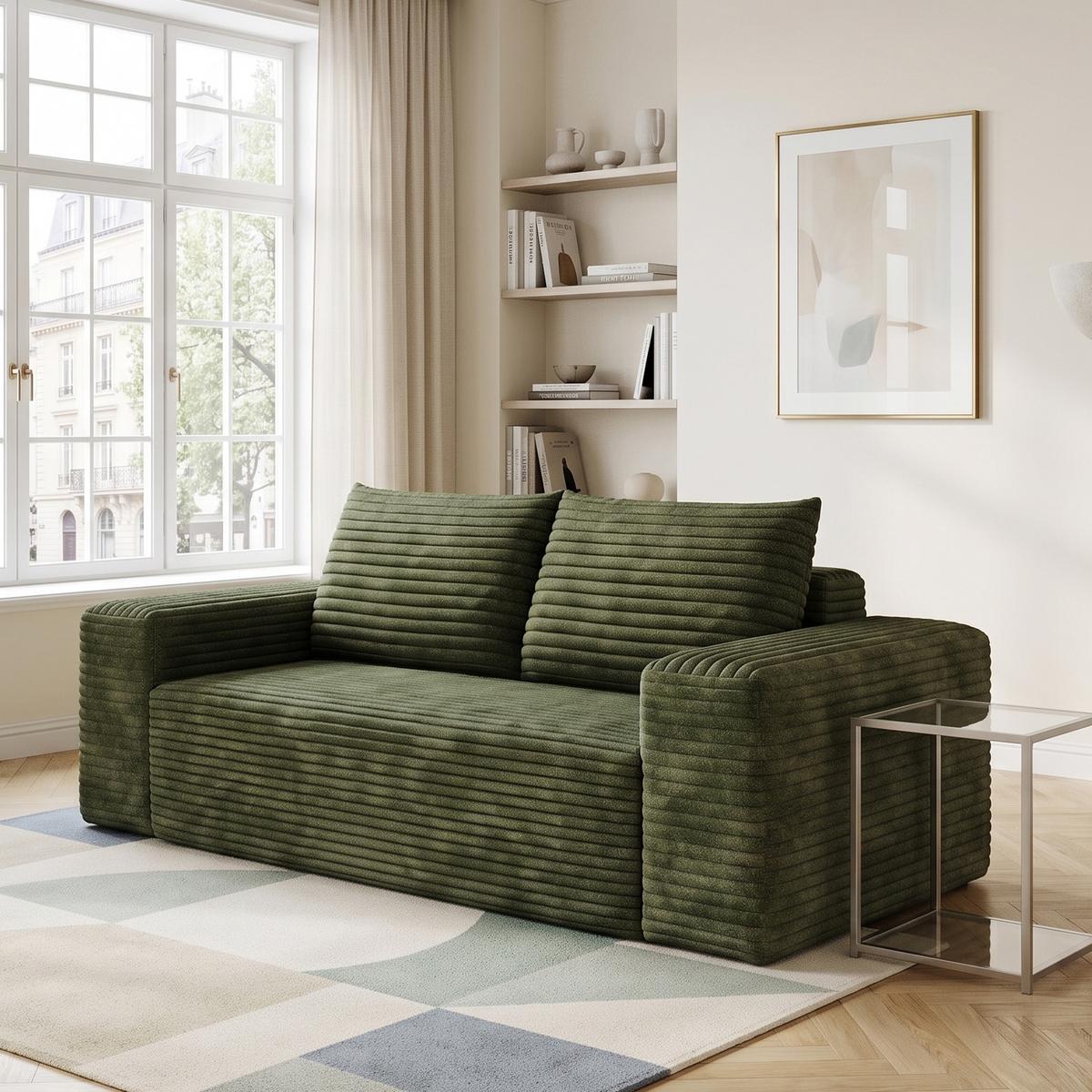 2-SITZER SOFA 180cm Cord-Sofa ohne Montage - Grün, Textil (180/83/90cm) - Urban Meuble