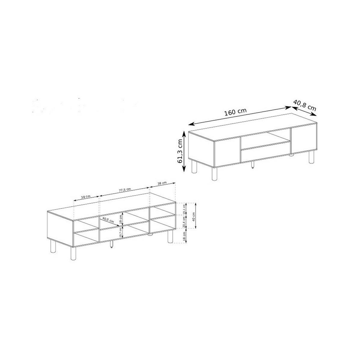 LOWBOARD SABBIA 160/61,2/40,6 cm, Eichefarben - Eichefarben, Holzwerkstoff (160/61.2/40.6cm) - MASSENO