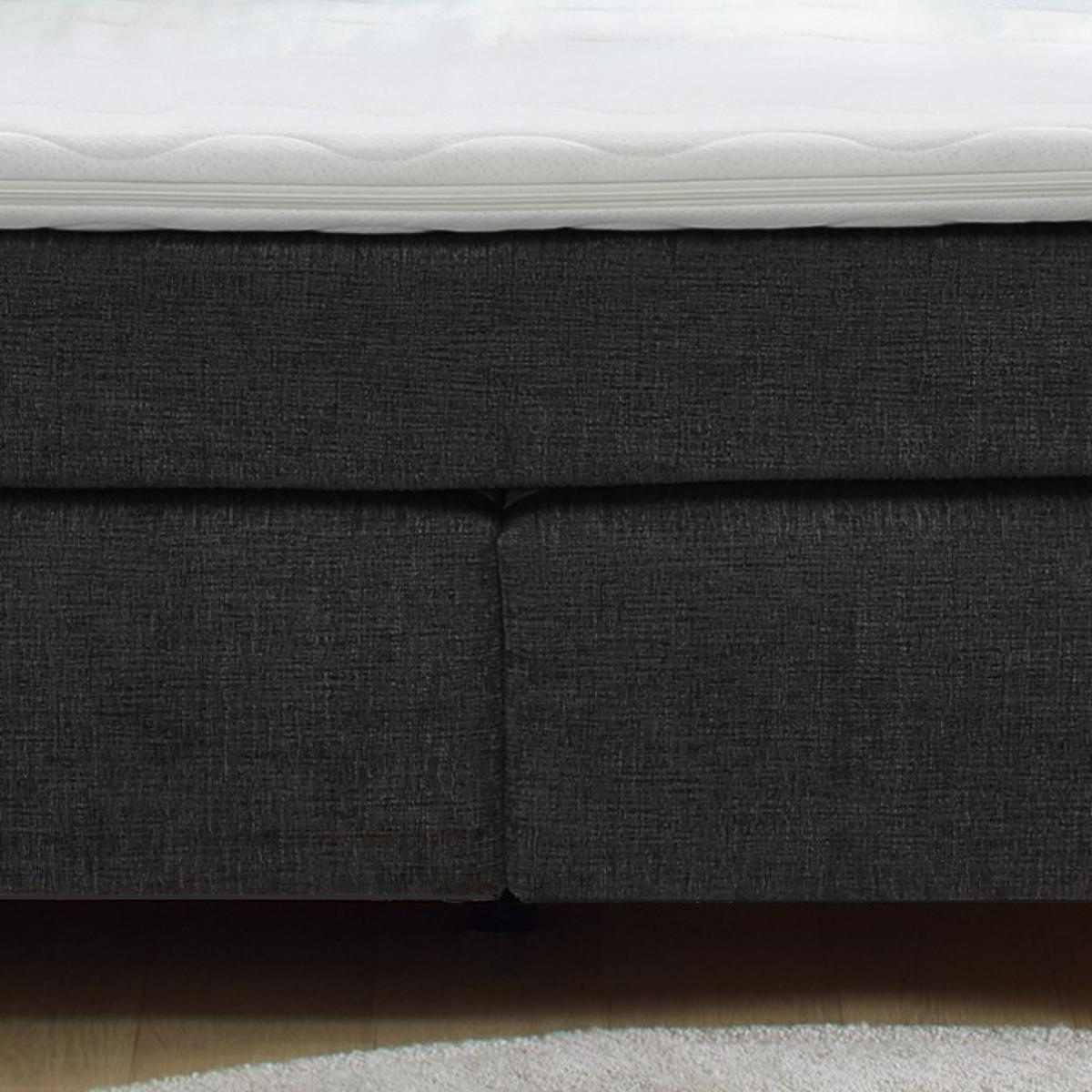 BOXSPRINGBETT 180x200 cm mit Bonell-Wende-Federkernmatratzen H2/H3, Bonell-Federkernpolsterung, PU-Schaum-Topper, 2 Kissen, Chenille Anthrazit / 20031 - Anthrazit/Schwarz, Textil/Metall (180/200cm) - luma-home