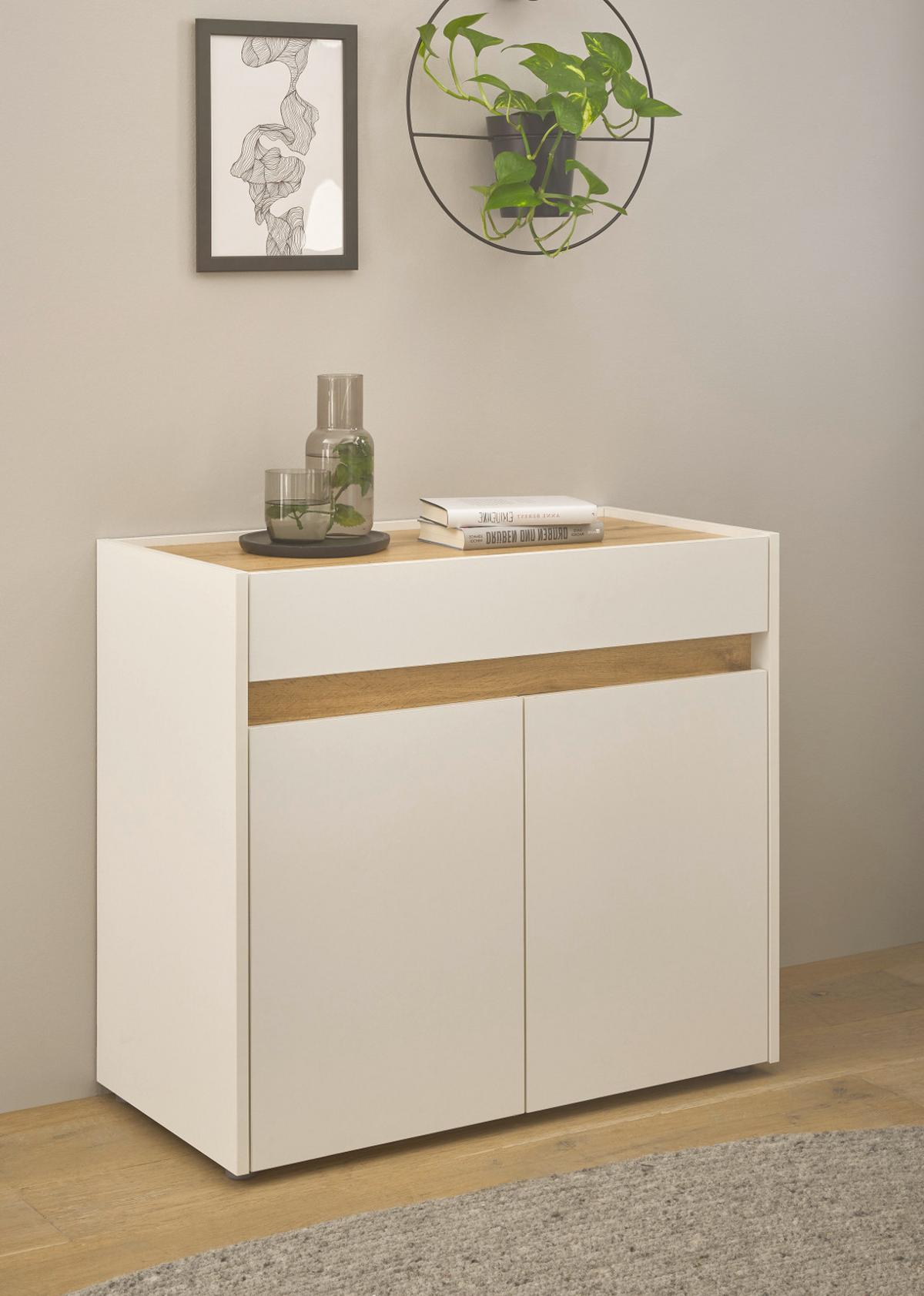 STANDCONTAINER Weiß, Eiche Wotan 80 x 70 cm, Büro Kommode mit Schubkasten, Schreibtischhöhe - Eichefarben/Eiche Wotan, Holzwerkstoff/Kunststoff (80/70/40cm) - Furn.Design