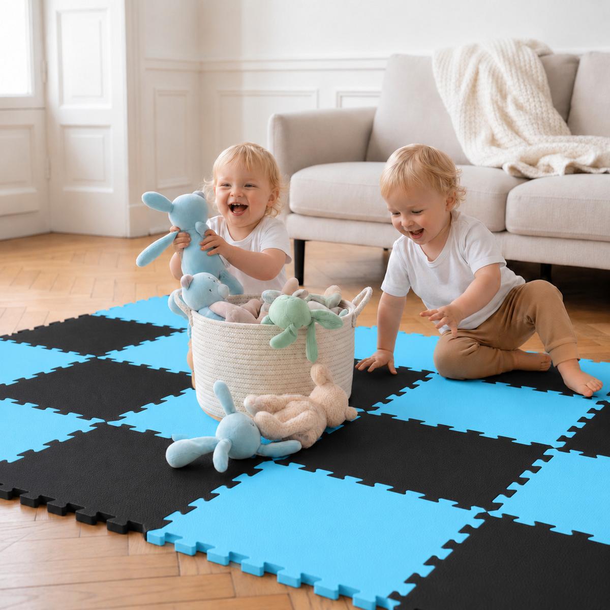 SPIELMATTE ab Null - 180/90 cm Puzzlematte Schwarz - Multicolor, Kunststoff (30/30cm) - Littletom