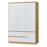 KLEIDERSCHRANK Bastheim - Eichefarben/Weiß, Holzwerkstoff (120/176/52cm) - [en.casa]