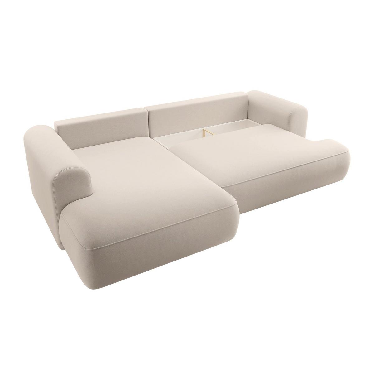 ECKSOFA Ovo Hellbeige Samt - Ecru/Schwarz, Kunststoff/Textil (260/165cm) - Selsey