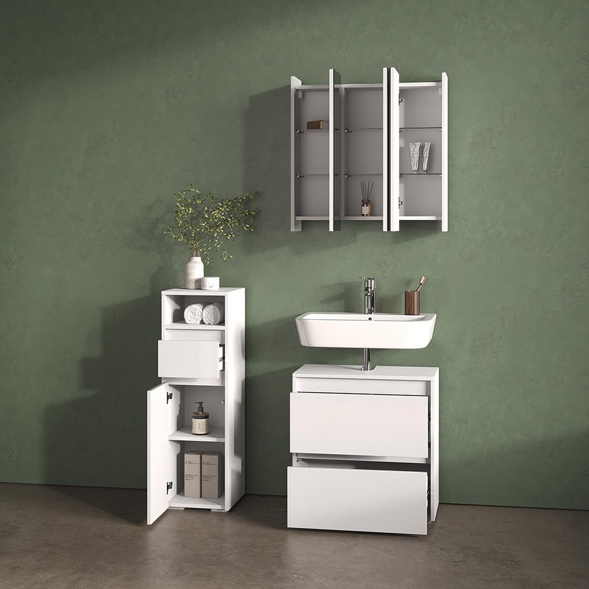 BADSPIEGELSCHRANK Savuto Weiß 67.4 x 68 cm - Weiß, Holzwerkstoff (67.4/68/17cm) - Livinity®