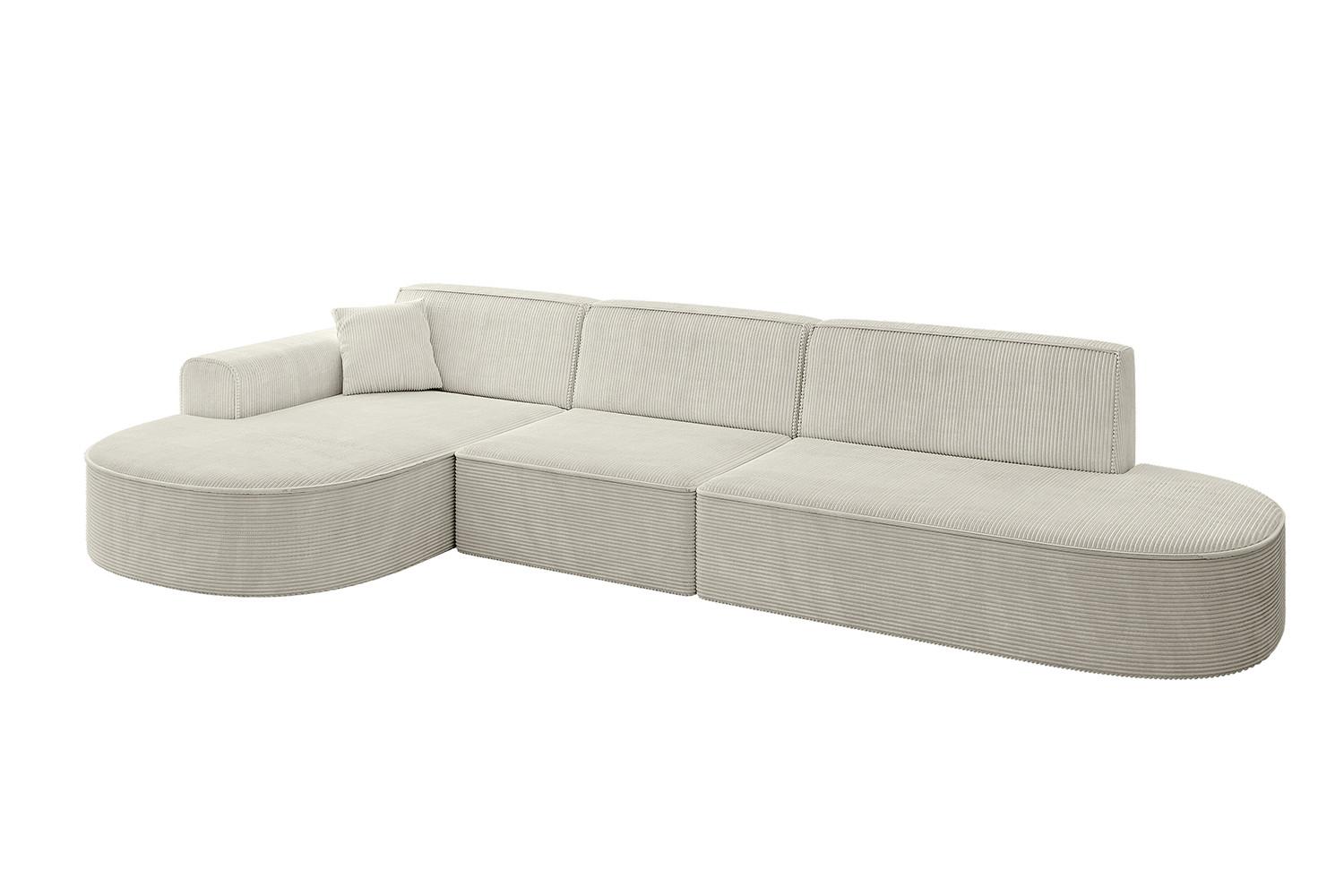 ECKSOFA Ottomane Links MARI-L2 - 328x171x79 cm Creme Cord - Hellgrau/Creme, Holzwerkstoff/Kunststoff (171/321cm) - ALTDECOR