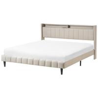 BETT mit LED 180/200 cm Stoff Hellbeige Beaulieu - Beige, Textil (180/200cm) - Beliani