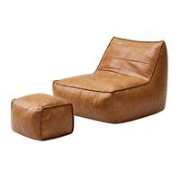 SESSEL Sitzsack & Hocker Set Tech-Leder Raupen-Design - Braun, Textil (80/75/93cm) - Urban Meuble