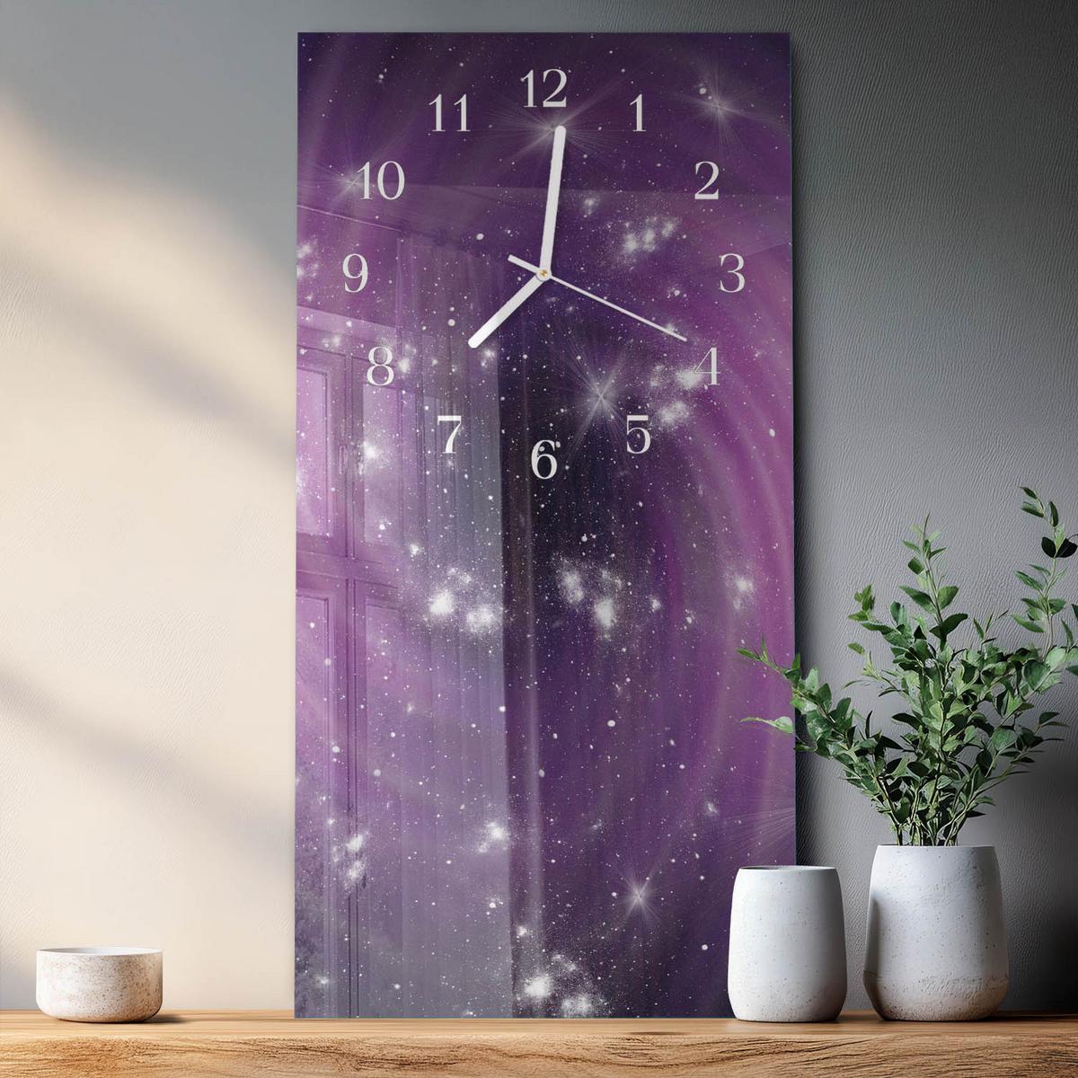 WANDUHR aus Glas 30x60 cm - Abstraktion - Lila, Glas (30/60/0.4cm) - TULUP