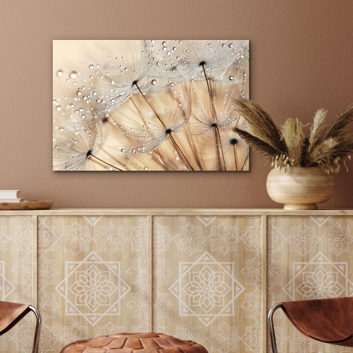 METALLBILD Löwenzahn - Abstrakt - Natur - Beige Wandbild 60x40 cm - Braun, Metall (60/40cm) - MuchoWow