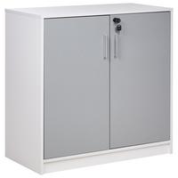 AKTENSCHRANK hellgrau/weiß 80 cm 2 Türen Zehna - Weiß/Grau, Holzwerkstoff (80/80/40cm) - Beliani