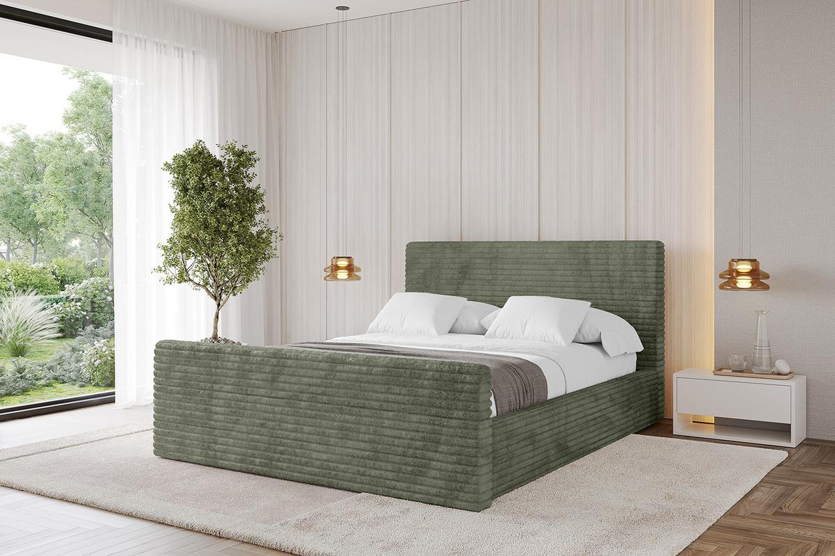 POLSTERBETT mit Bettkasten, Fußteil und Lattenrost, Boxbett ohne Matratze - ALOVA-Z 120x200 Olivgrün - Olivgrün, Holzwerkstoff/Textil (120/200cm) - ALTDECOR