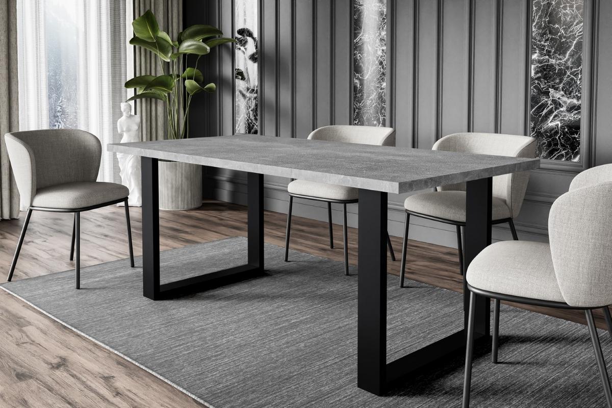 ESSTISCH 160x90x75 cm - Betonoptik / Schwarz - KLYN U - Grau, Holzwerkstoff (160/90/75cm) - ALTDECOR