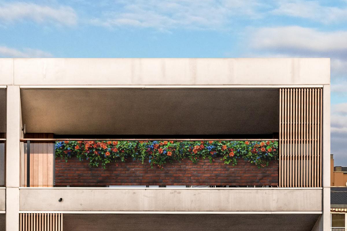 BALKON-SICHTSCHUTZ Blumen - Wand - Grün - Orange Groß 500x95 cm - Rotbraun, Kunststoff (500/95cm) - MuchoWow