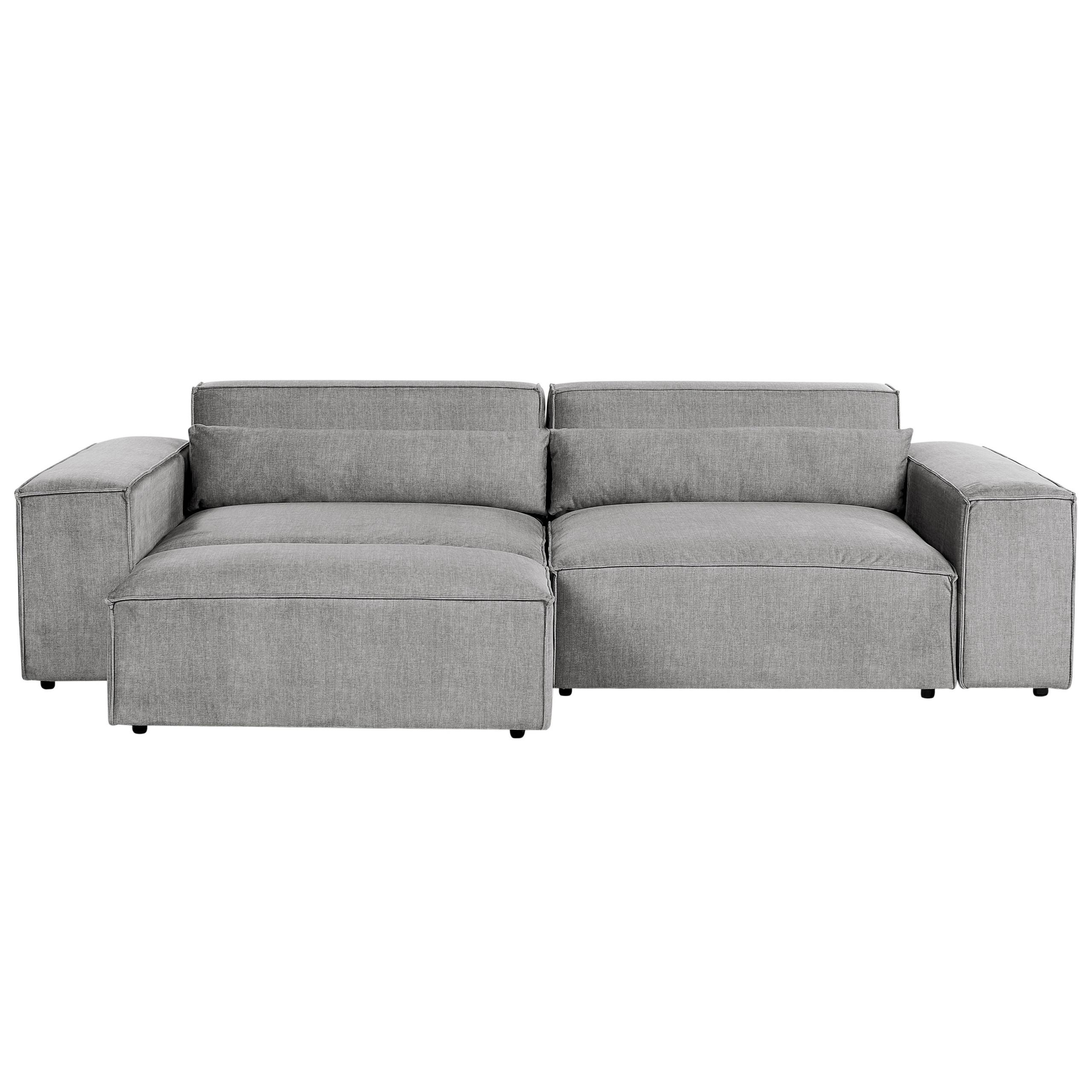 2-SITZER-SOFA grau mit Ottomane Hellnar - Grau, Textil (262/70/126cm) - Beliani