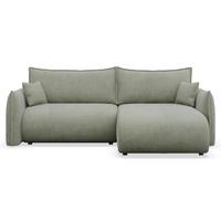 ECKSOFA Cushi Salbeigrün-Chenille - Schwarz/Hellgrün, Kunststoff/Textil (183/252cm) - Selsey