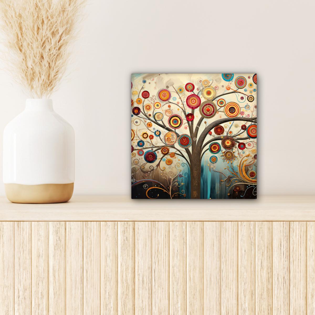 LEINWANDBILD Baum - Baum des Lebens - Farbe Deko Wohnzimmer 20x20 cm - Braun, Textil (20/20cm) - MuchoWow