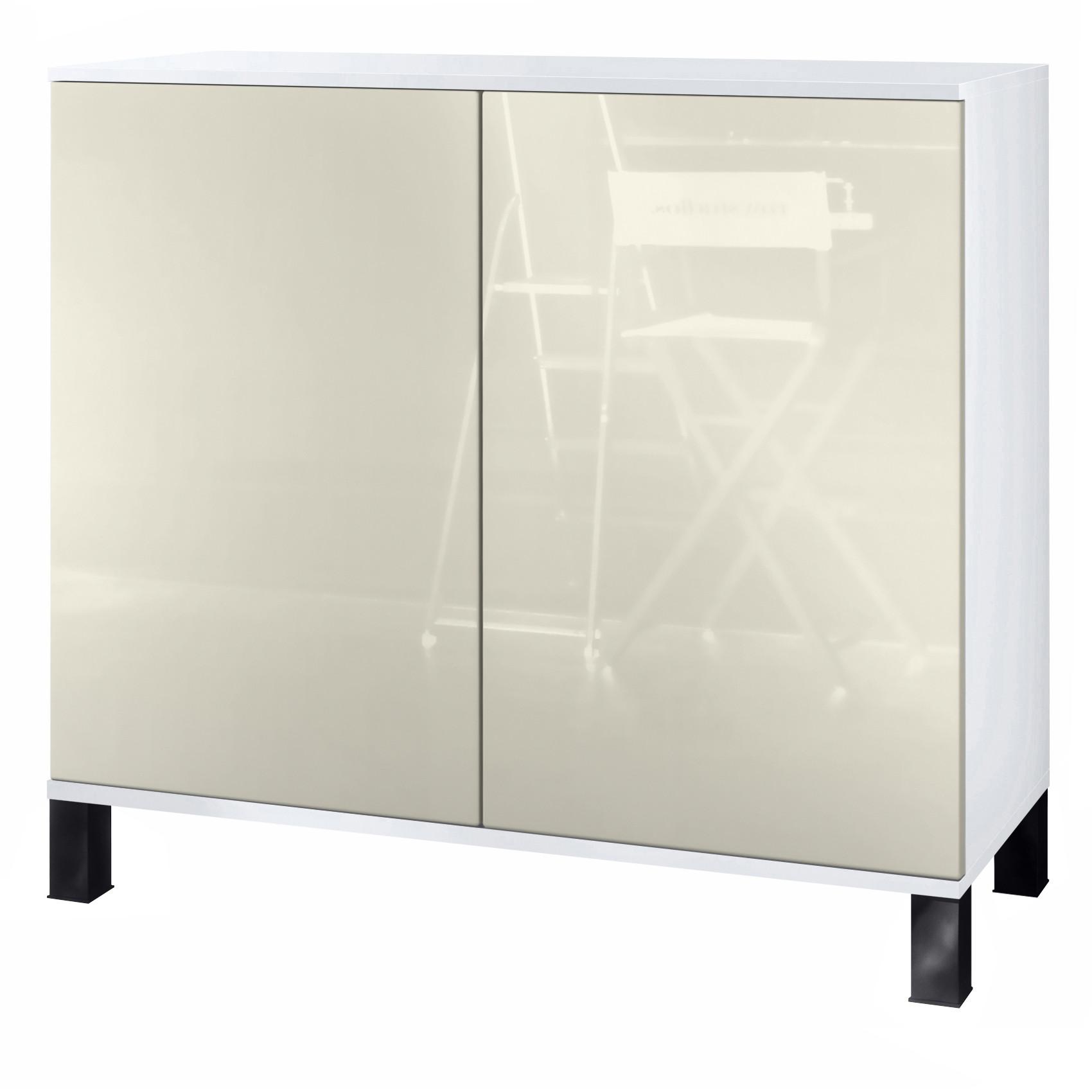 KOMMODE Skadu Creme Hochglanz - Creme, Holzwerkstoff (92.5/84.5/35cm) - Vladon