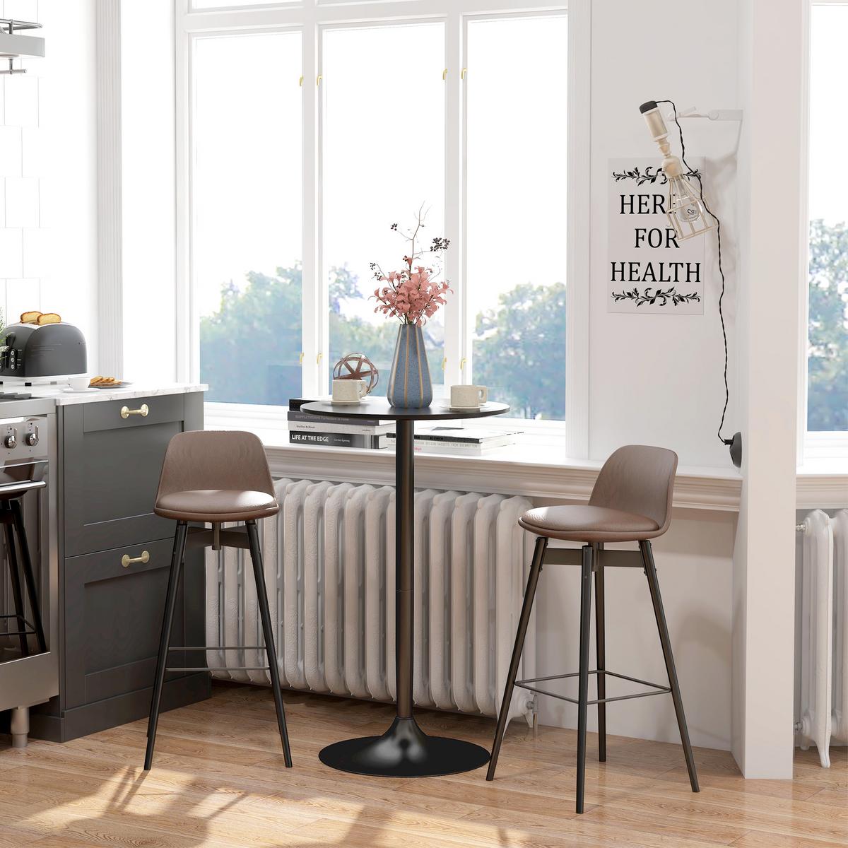 BARTISCH Stehtisch Esstisch Runder Tresentisch für Wohnzimmer, Ø60 x 102 cm - Schwarz, Kunststoff (60/60/102cm) - HOMCOM