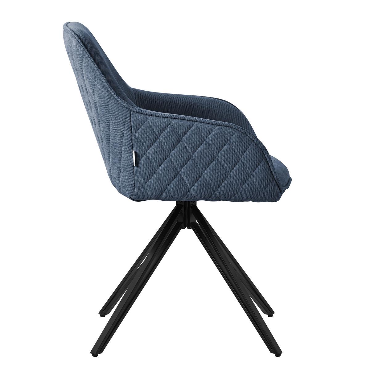 ESSZIMMERSTUHL 4er Set drehbar Blau Webstoff - Blau/Schwarz, Textil/Metall (61/84.5/57cm) - ML-DESIGN