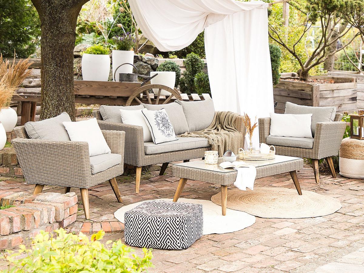 LOUNGE SET-5-Sitzer beige Vittoria - Beige, Kunststoff - Beliani