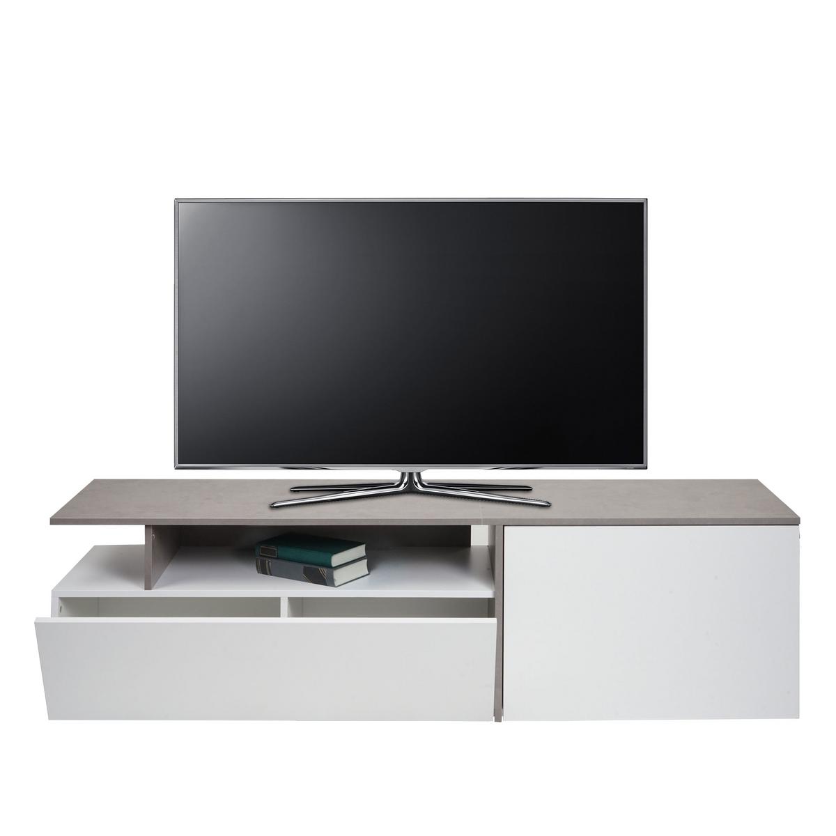 TV-RACK Beton Dekor, weiß - Weiß/Grau, Holz (161/45/40cm) - MCW