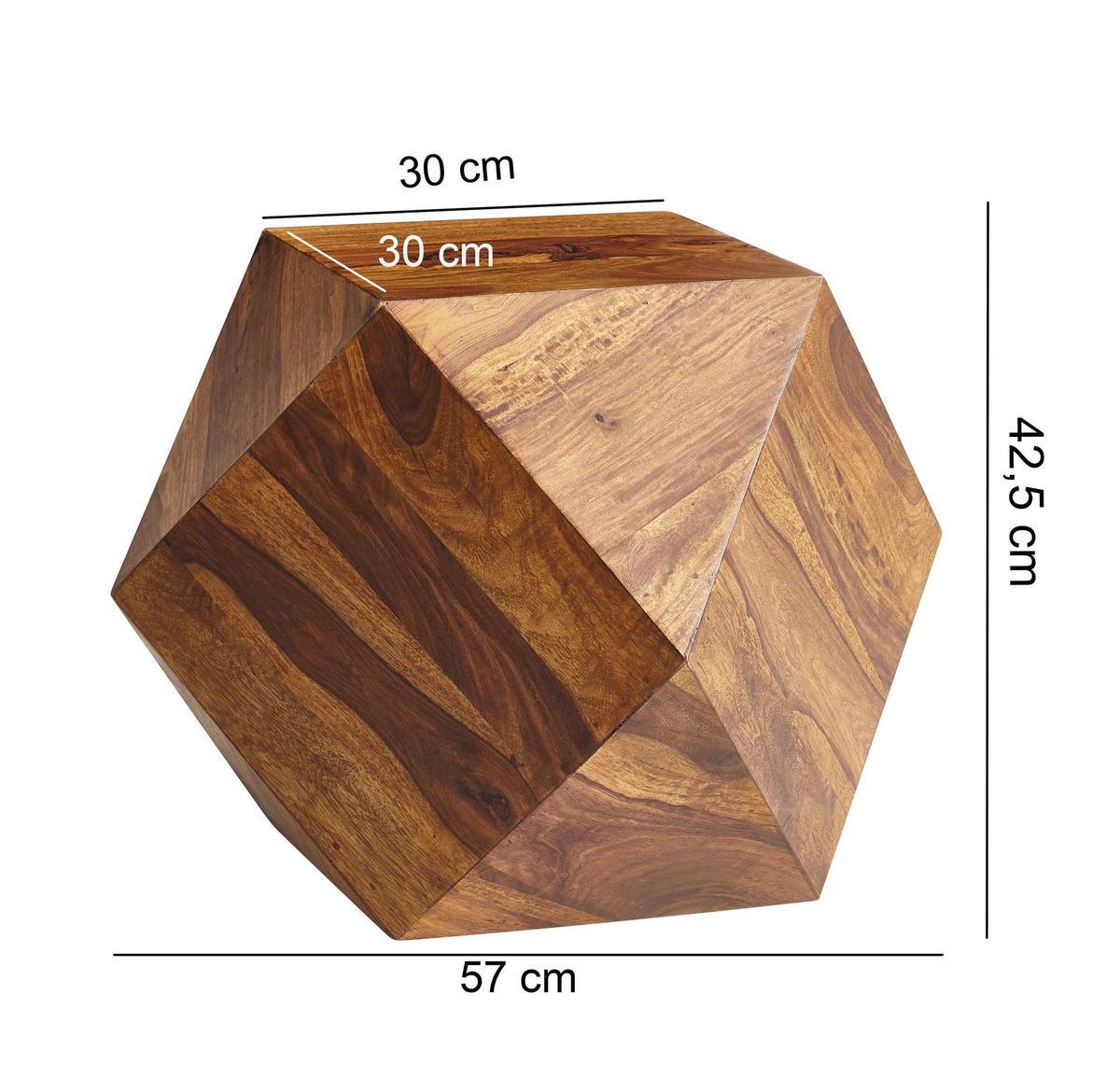 COUCHTISCH Sheesham Massivholz Modern Diamantform 57x42.5x57cm - Braun, Holz (43/57/57cm) - KADIMA DESIGN