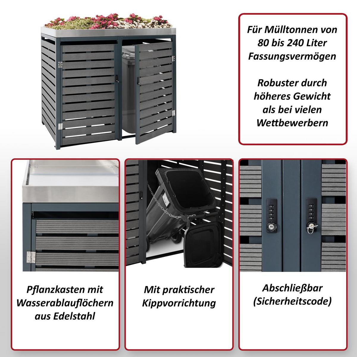 MÜLLTONNENVERKLEIDUNG Anthrazit - Anthrazit, Metall (134/124/84cm) - MCW