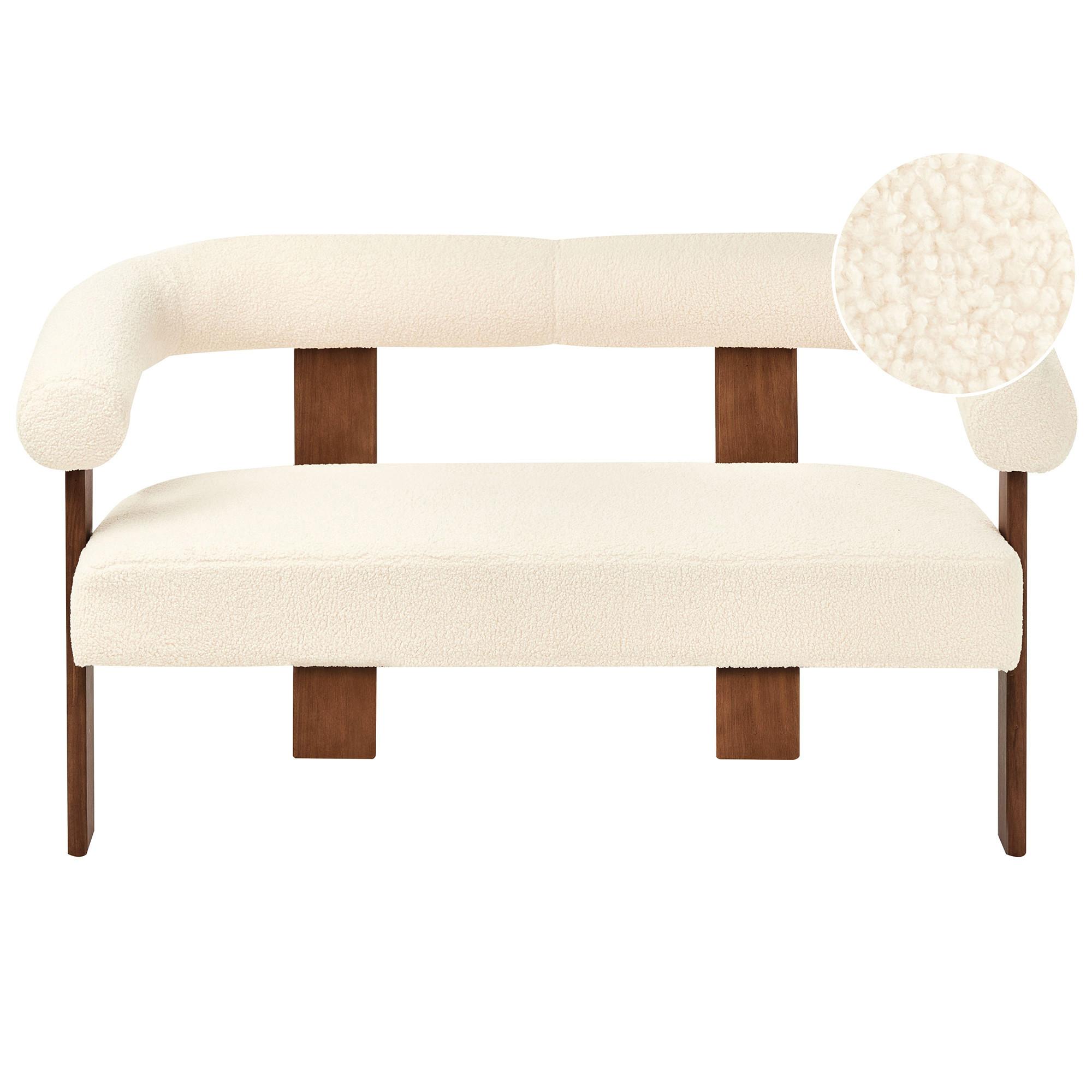 2-SITZER-SOFA Bouclé Cremeweiß/Dunkelbraun Ilbro - Creme, Textil (138/76/68cm) - Beliani
