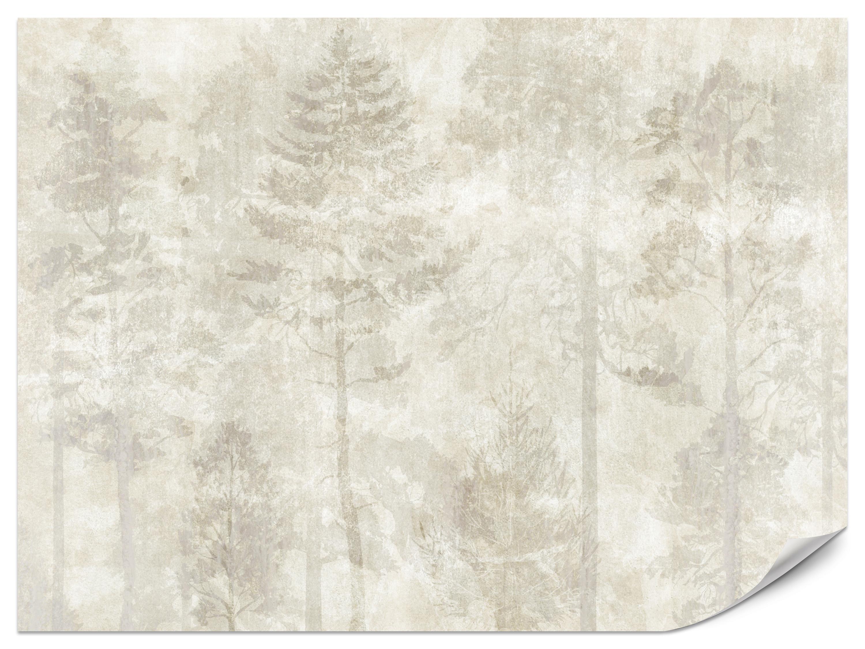 FOTOTAPETE für Wohnzimmer Boho Wald Bäume Beton Abstrakt Vintage Beige 250x175 - Beige/Braun, Papier (250/175cm) - Muralo