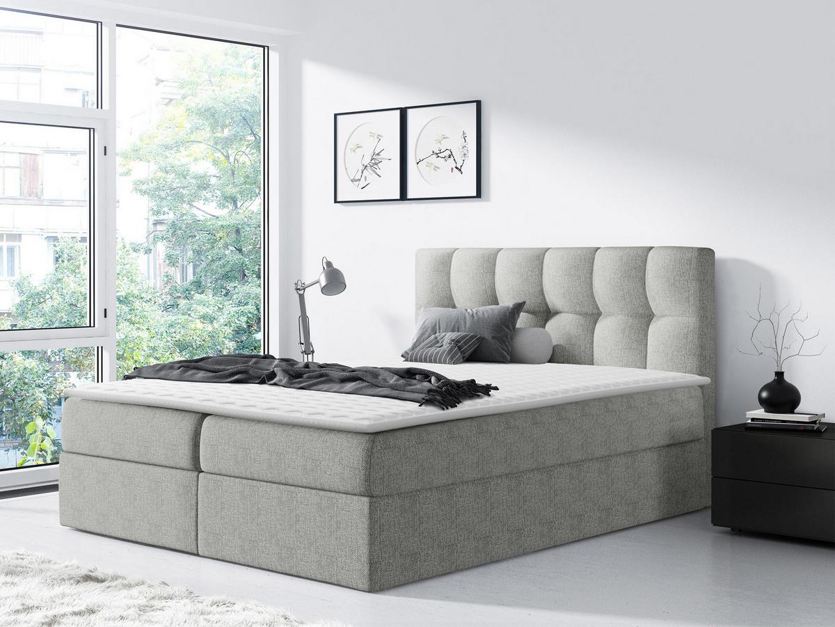 BOXBETT Rico - H3 - Hellgrau, Holz/Textil (160/200cm) - MIRJAN24