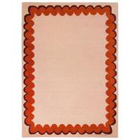 WOLLTEPPICH handgetuftet WAVENEY, Zickzack-Wellenbordüre, Orange, 140 x 200 cm - Orange, Textil (140/200cm) - KADIMA DESIGN