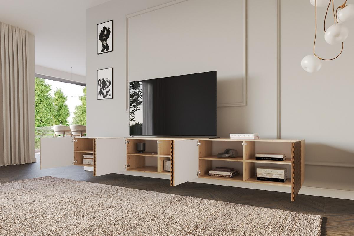 LOWBOARD ZENO-W 3x100x40x40 cm - Artisan / Katania - Weiß, Holzwerkstoff (300/40/40cm) - ALTDECOR