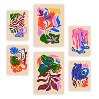POSTER Set Mit 6 Malerisch 2 In Blume Zusammenfassung Ästhetische Dekorative Gemälde Für Ihr Wohnzimmer, Schlafzimmer, Zuhause A3 & A4 Rahmenlos - Klar, Papier (29/3cm) - Nacnic