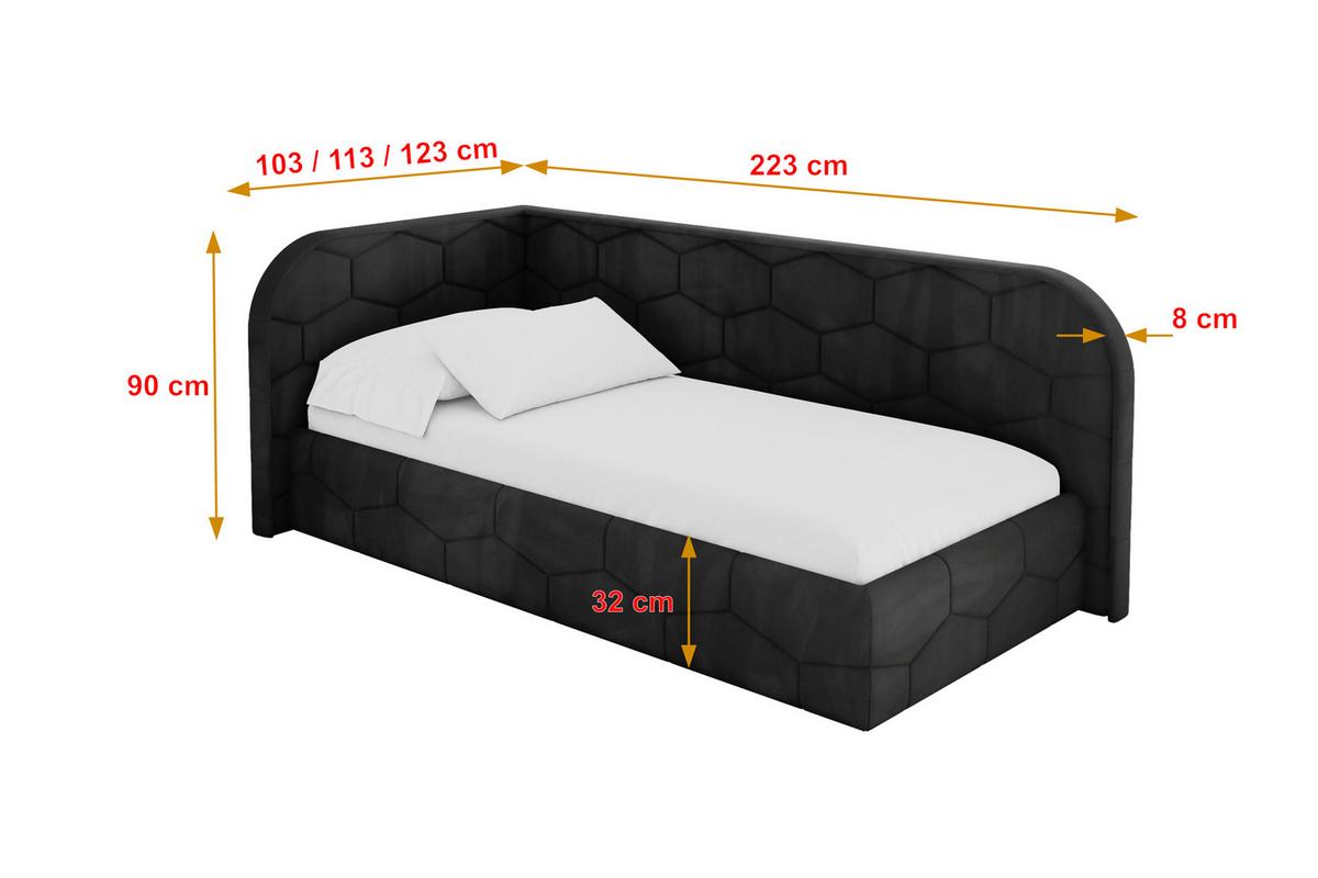 EINZELLBETT Jugendbett mit Bettkasten und Matratze H3/H4, Rechts - JAXY 80x200 Schwarz - Anthrazit, Holzwerkstoff/Textil (80/200cm) - ALTDECOR