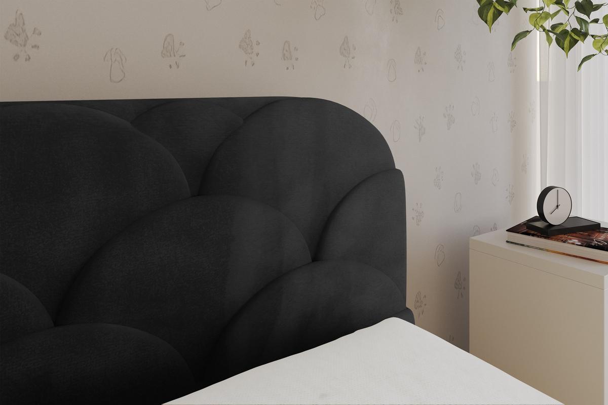 EINZELLBETT Jugendbett mit Bettkasten, Links - ELRY 80x200 Schwarz - Schwarz, Holzwerkstoff/Textil (80/200cm) - ALTDECOR