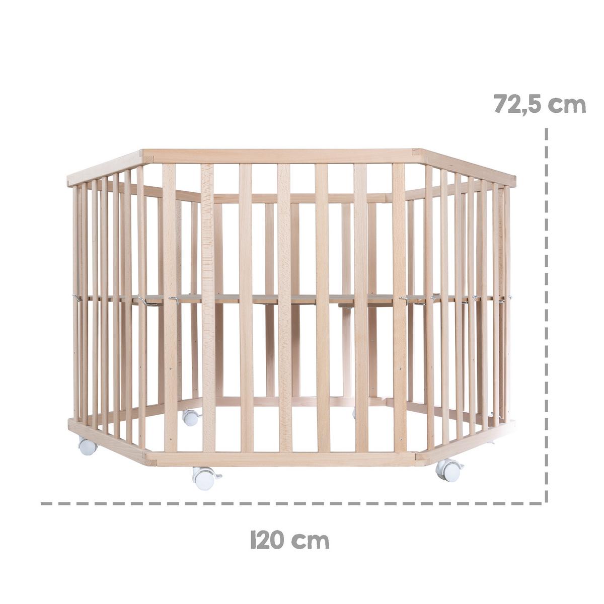 LAUFGITTER 6-eckig Liebhabär - Naturfarben, Holzwerkstoff (118.5/72.5/103.5cm) - Roba