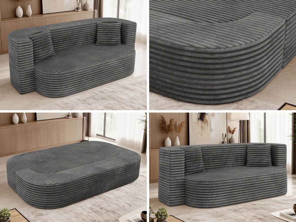 3-SITZER SOFA OVELA Grau Cord - Grau, Textil (200/70/100cm) - MKS