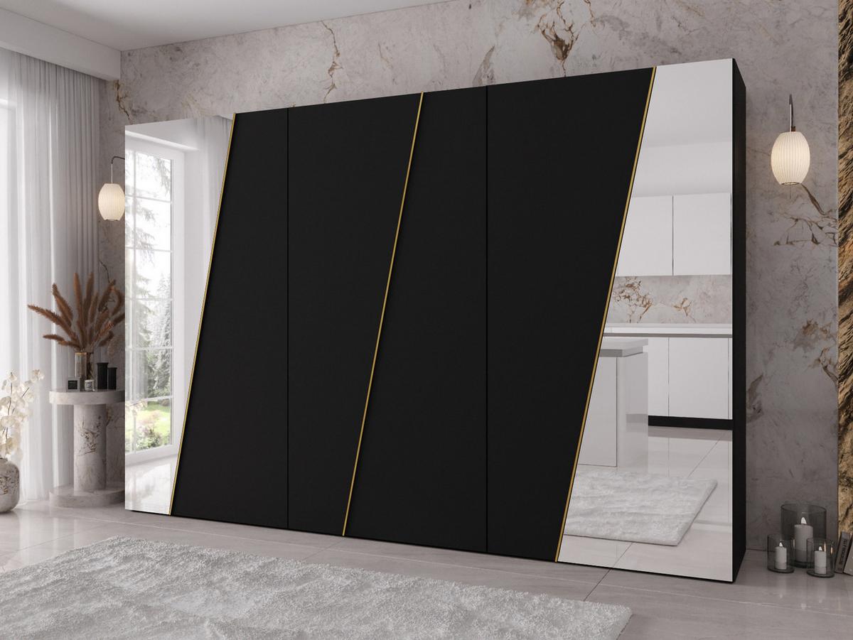 DREHTÜRENSCHRANK Zen 2L 300 cm - Goldfarben/Schwarz, Holzwerkstoff/Kunststoff (300/202/50cm) - MIRJAN24