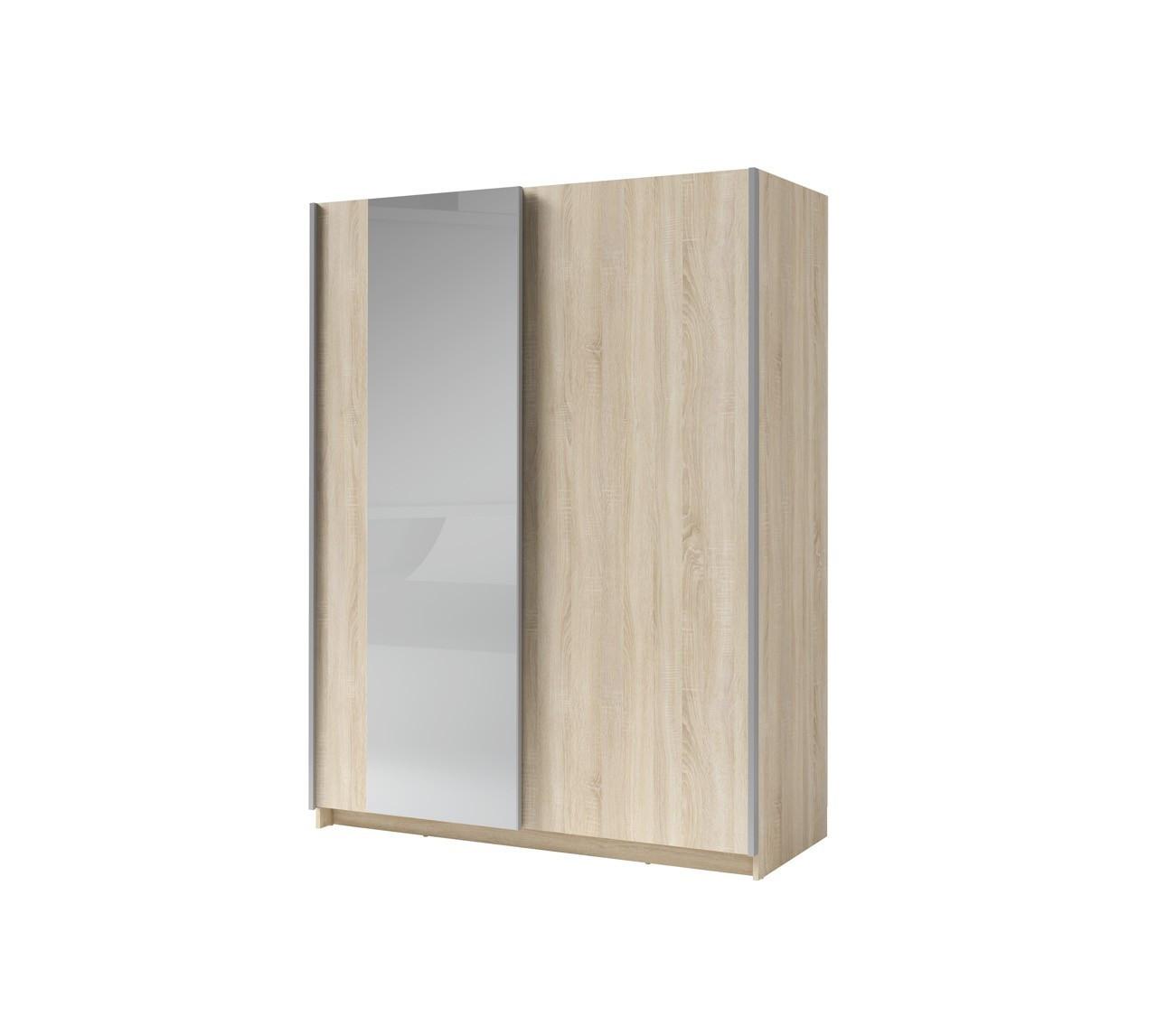 SCHWEBETÜRENSCHRANK ELRON 150,6/198,5/62cm 2-türig mit Spiegel Sonoma Eiche - Sonoma Eiche, Holzwerkstoff (150.6/198.5/62cm) - MASSENO