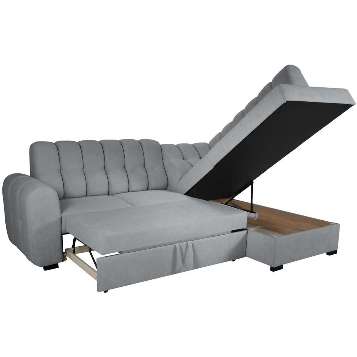 ECKSCHLAFSOFA Zoja rechts grau - Schwarz/Grau, Textil (261/193cm) - Beautysofa