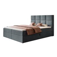 BOXBETT ROMA mit 2 Bettkästen, 140x200, Farbe: Dunkelgrau, Velourstoff, Doppelbett mit Bonell-Matratze - Dunkelgrau, Holz/Kunststoff (140/200cm) - Alpi-Möbel