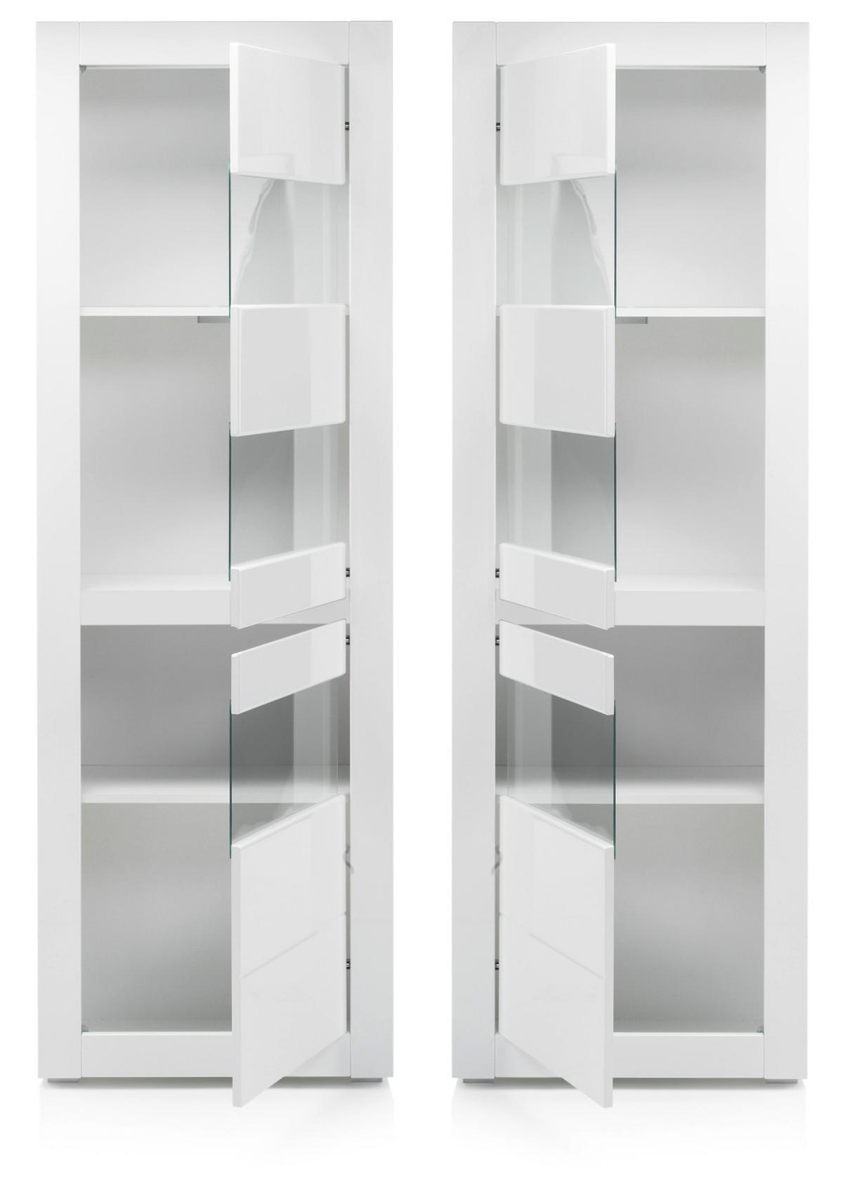 VITRINE Hochglanz weiß, mit weiß oder grau, 66 x 200 cm Soft-Close - Weiß Hochglanz/Weiß, Glas/Holzwerkstoff (66/198/35cm) - Furn.Design